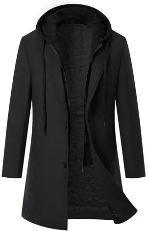 Men's Trench Coat Warm Winter Coat for Men Classic Pea Coat wih Pockets Casual Long Jacket Overcoat Walking Coat