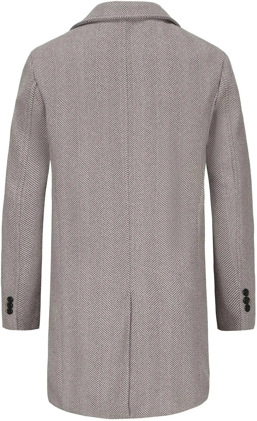 Men's Trench Coat Warm Winter Coat for Men Classic Pea Coat wih Pockets Casual Long Jacket Overcoat Walking Coat