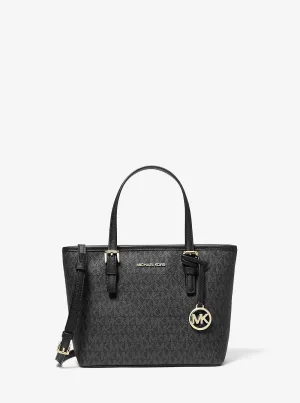 Michael Kors Extra Small Jet Set Travel Logo Top Zip Tote Bag, Black