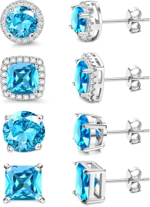 MILACOLATO Cubic Zirconia Stud Earrings for Women Men | 18K Gold Plated Hypoallergenic Sterling Silver Post Earrings | Big Brilliant Simulated Diamond CZ Halo Stud Earrings for Sensitive Ears