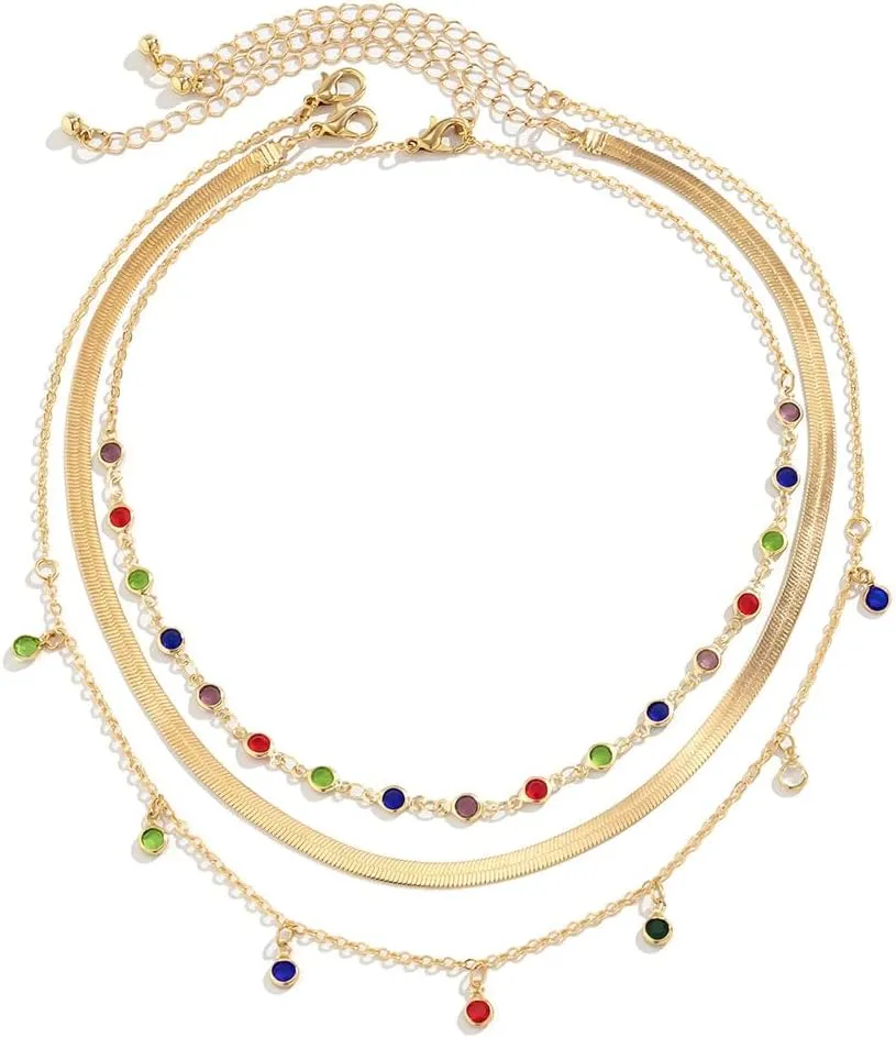MJartoria Layered Gold Necklace for Women, Trendy Dainty Chain Necklace Adjustable Gold Necklaces