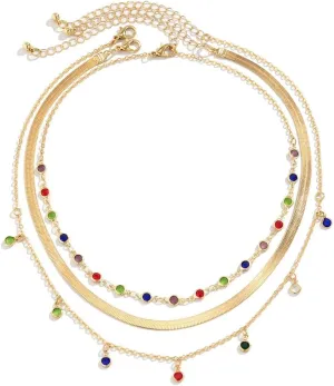 MJartoria Layered Gold Necklace for Women, Trendy Dainty Chain Necklace Adjustable Gold Necklaces