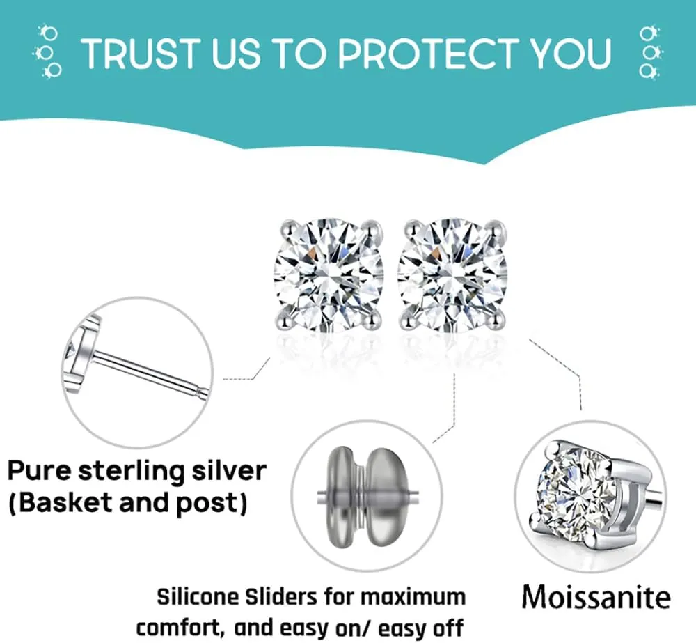 Moissanite Stud Earrings for Women,Sterling Silver 925 Earrings Jewelry Engagement Gifts for Women Men