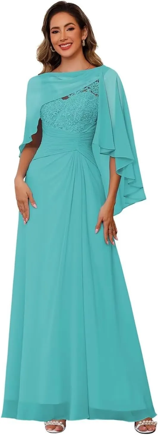 Mother of The Bride Dresses with Jacket 2025 Long Lace Applique Formal Evening Gowns for Women PG009