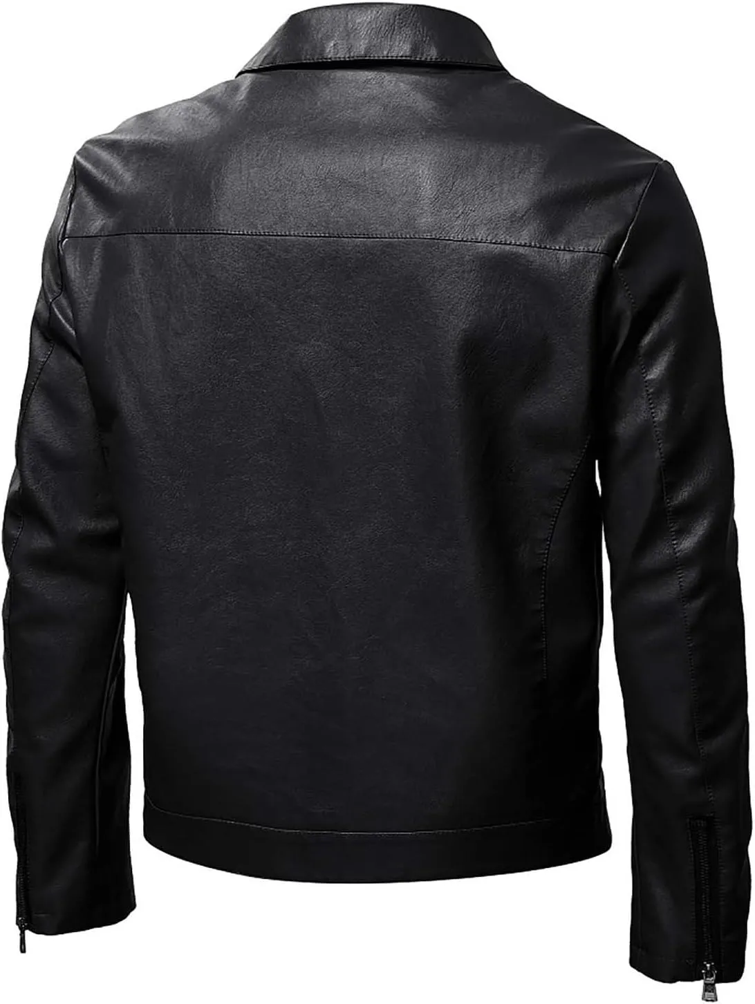 Motorcycle Jacket Men Leather Classic Jacket Solid Zipper Casual Coat Lapel Classic Stylish Lightweight Outwear Coats