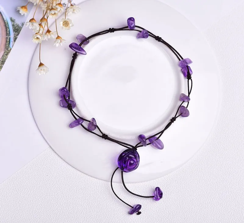 Natural Crystal Rose Flower Anklet