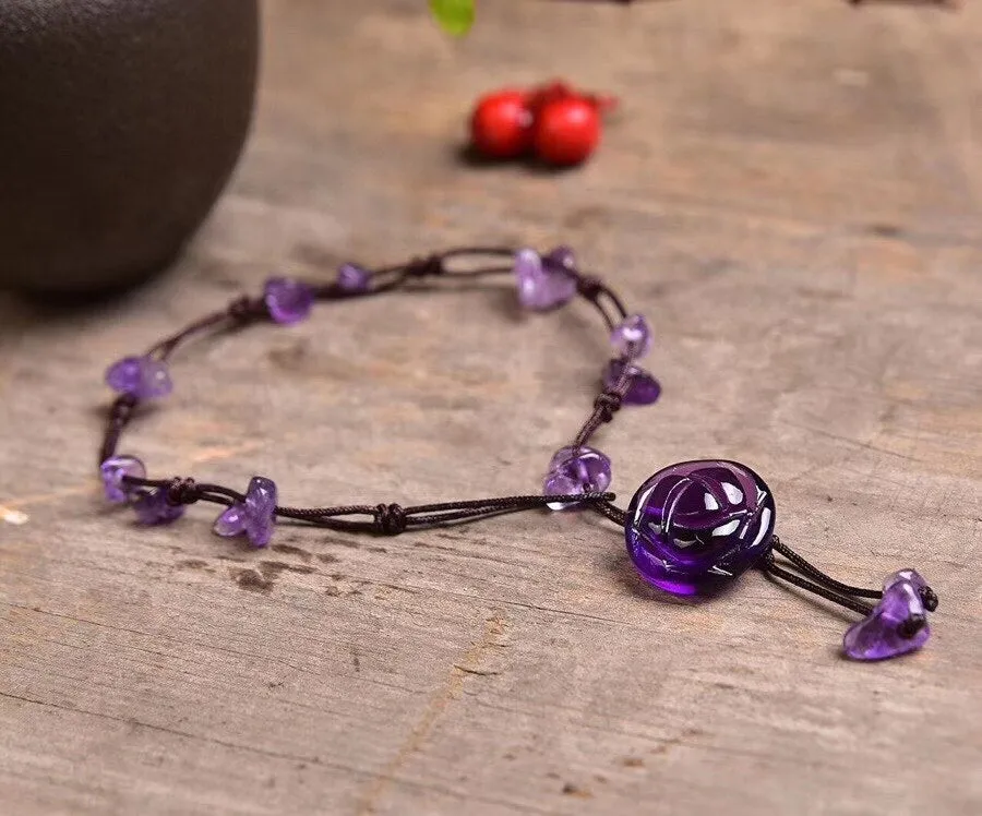 Natural Crystal Rose Flower Anklet
