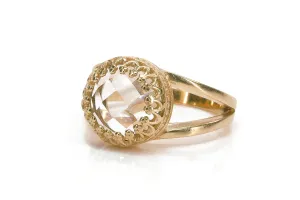 Natural Gemstone Rings for Women - Crystal Quartz in 14K Rose Gold-filled Band - Stunning Quartz Ring for All Occasions - April Birthstone Rings Sizes 3-12.5 - Handmade