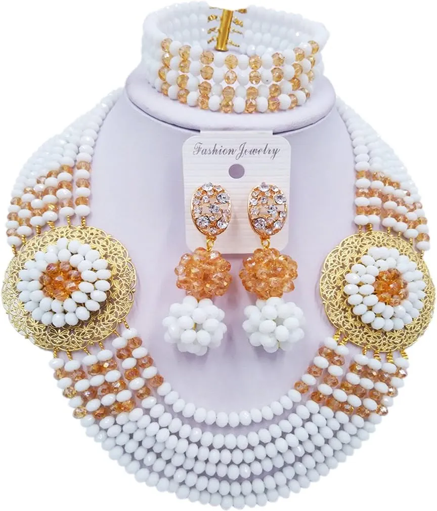 Nigerian Beads Jewelry Set African Necklaces for Women Crystal Bridal Wedding Jewelry Sets