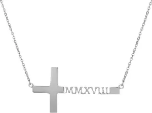 NOUMANDA Stainless Steel Personalized Custom Cross Name Necklaces Sideways Cross Nameplate Pendant Jewelry