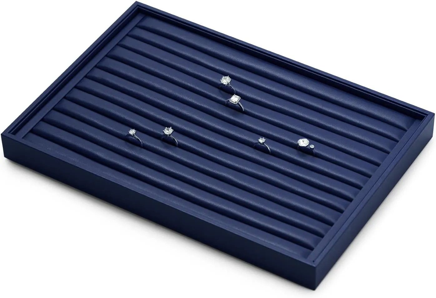 Oirlv Elegant Blue Ring Organizer Tray Stackable Jewelry Trays Jewelry Drawer Organizer Ring Earring Storage