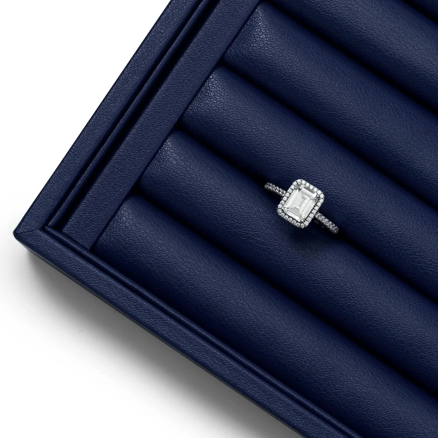 Oirlv Elegant Blue Ring Organizer Tray Stackable Jewelry Trays Jewelry Drawer Organizer Ring Earring Storage