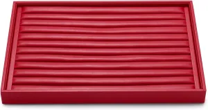 Oirlv Gorgeous Red Leather Ring Organizer Tray Jewelry Display Tray Stackable Jewelry Organizer Plate