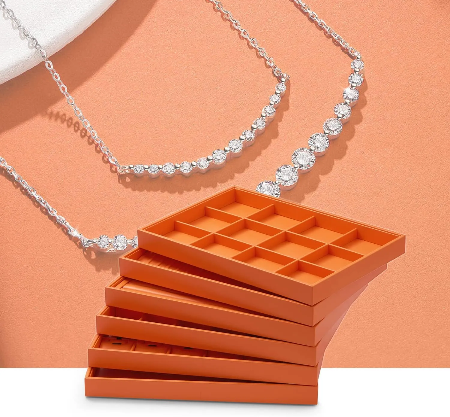 Oirlv Luxury Leather Ring Earring Organizer Tray Stackable Jewelry Display Tray Ring Storage