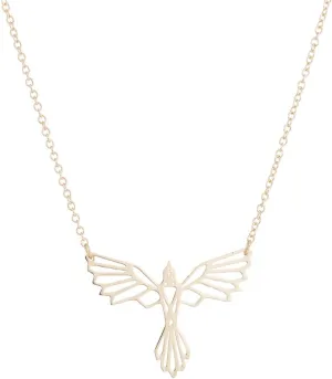 Origami Phoenix Bird Necklaces for Women Men Geometric Animal Necklace Pendant Hypoallergenic Jewelry