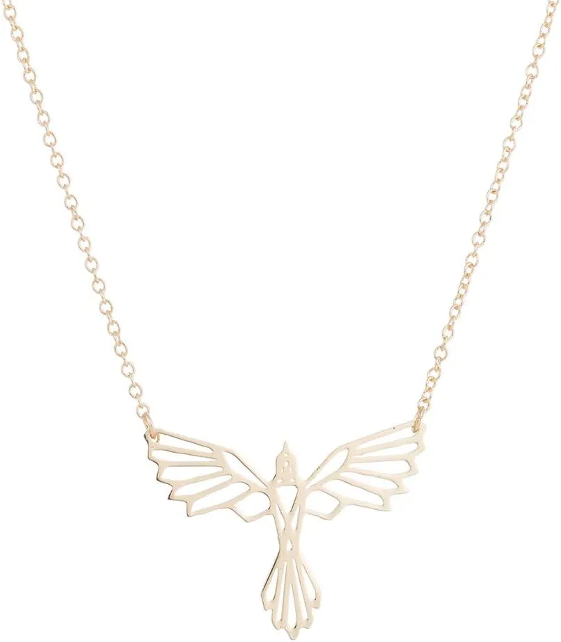 Origami Phoenix Bird Necklaces for Women Men Geometric Animal Necklace Pendant Hypoallergenic Jewelry