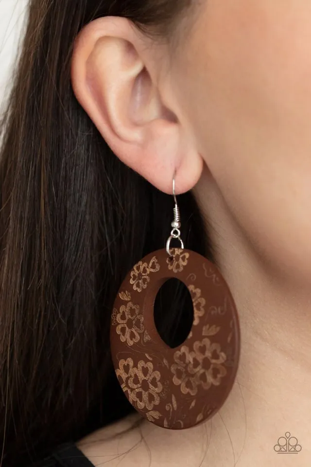 Paparazzi Earring ~ Galapagos Garden Party - Brown