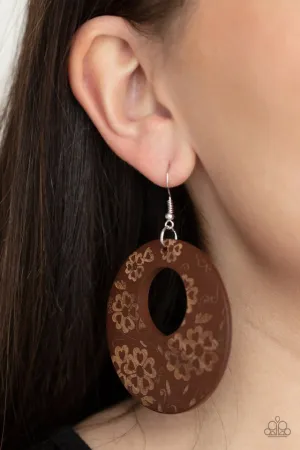 Paparazzi Earring ~ Galapagos Garden Party - Brown