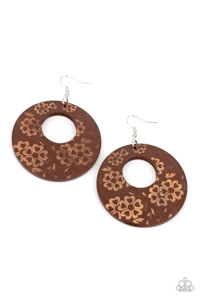 Paparazzi Earring ~ Galapagos Garden Party - Brown