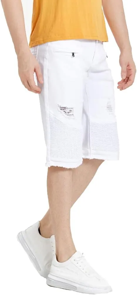 PASOK Men's Casual Denim Shorts Classic Fit Vintage Summer Cotton Jeans Shorts