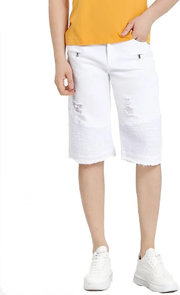 PASOK Men's Casual Denim Shorts Classic Fit Vintage Summer Cotton Jeans Shorts