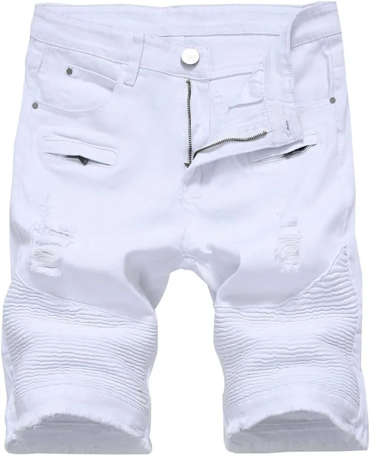 PASOK Men's Casual Denim Shorts Classic Fit Vintage Summer Cotton Jeans Shorts