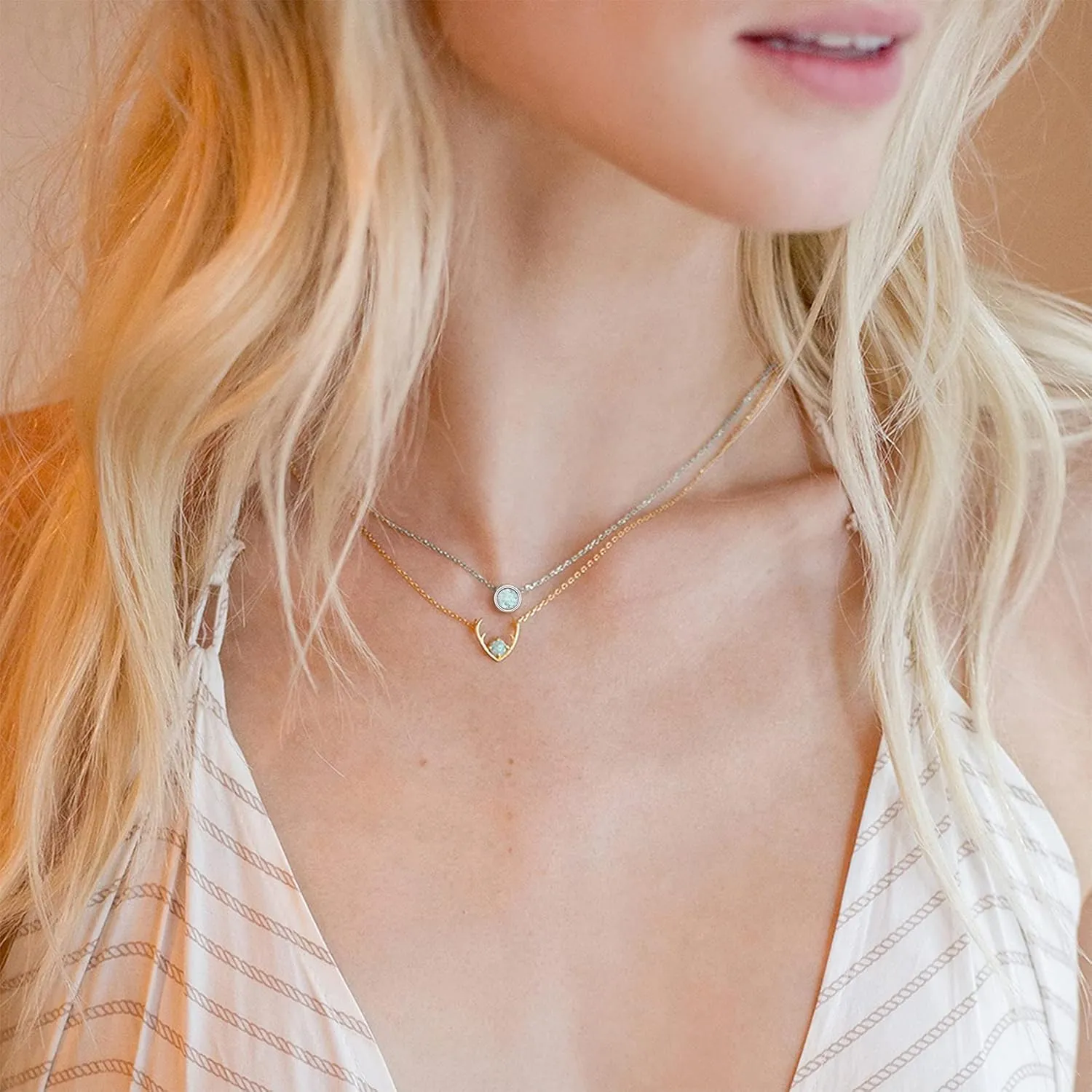 PAVOI 14K Gold Plated Created White Opal Necklace | Opal Necklaces for Women