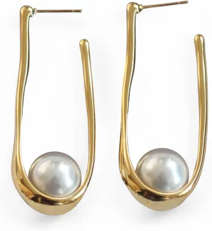 Pearl Earrings,Trendy Jewelry,Teardrop Hoop Earrings for Women,Pearl Drop Earrings,Elegant Jewelry for Gifts