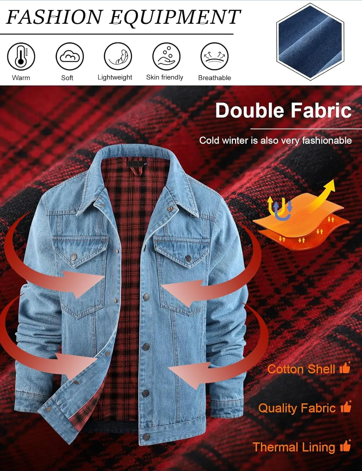 PEHMEA Men's Lined Flannel Denim Stylish Cowboy Trucker Coat Snap Button Rugged Western Shirts Jackets