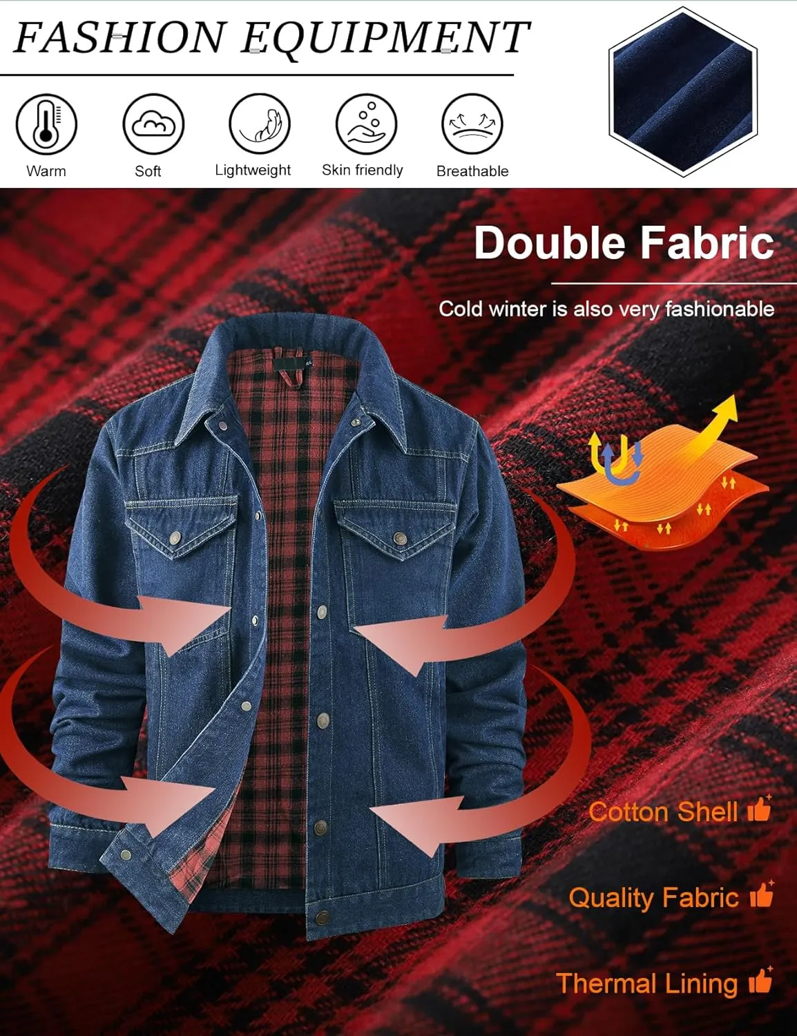 PEHMEA Men's Lined Flannel Denim Stylish Cowboy Trucker Coat Snap Button Rugged Western Shirts Jackets