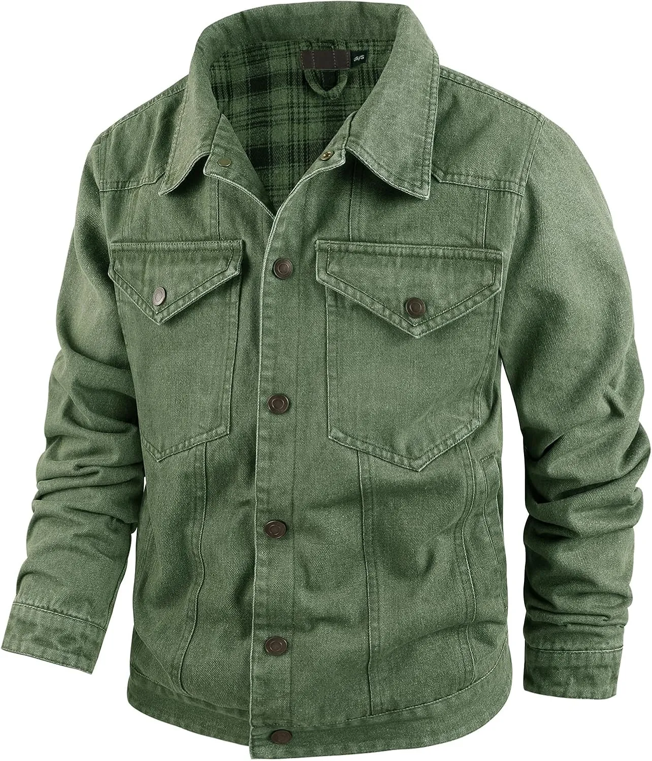 PEHMEA Men's Lined Flannel Denim Stylish Cowboy Trucker Coat Snap Button Rugged Western Shirts Jackets