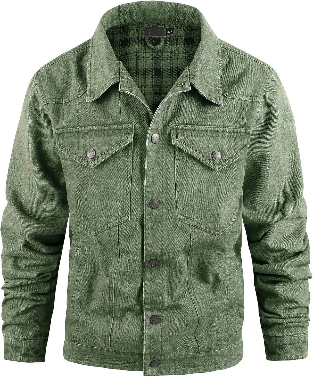 PEHMEA Men's Lined Flannel Denim Stylish Cowboy Trucker Coat Snap Button Rugged Western Shirts Jackets