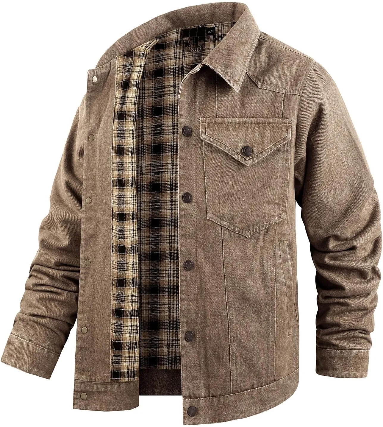 PEHMEA Men's Lined Flannel Denim Stylish Cowboy Trucker Coat Snap Button Rugged Western Shirts Jackets