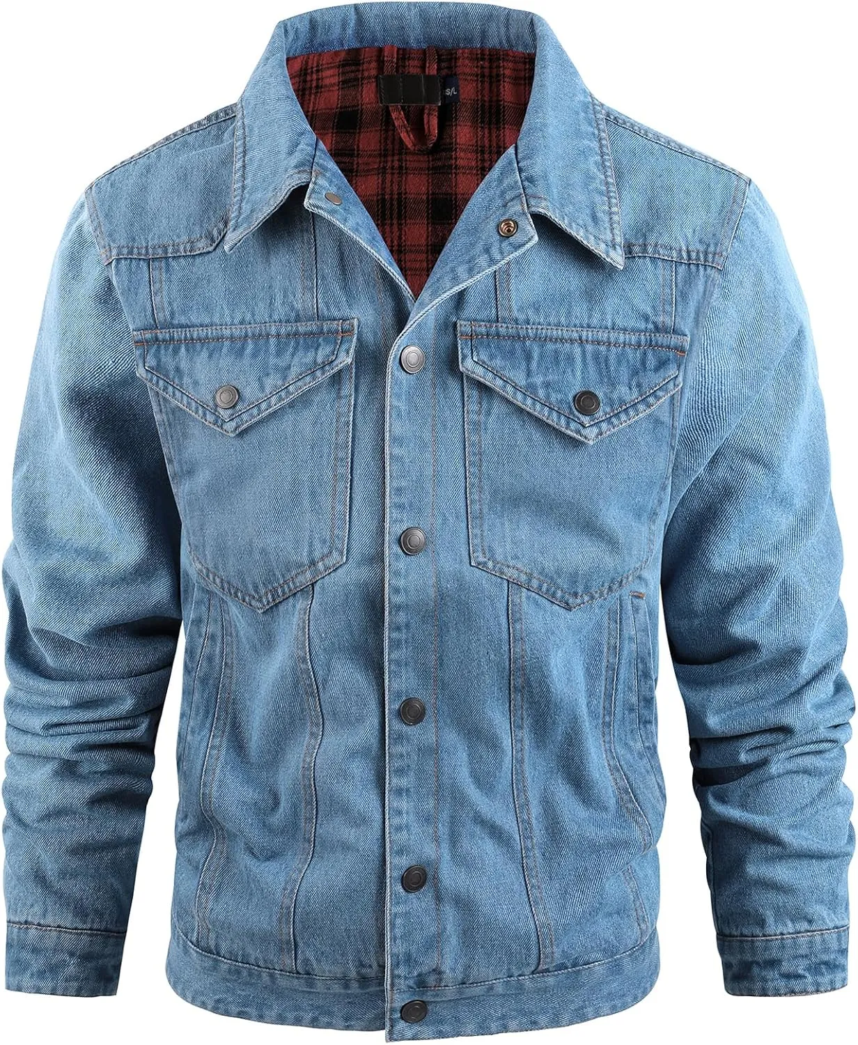 PEHMEA Men's Lined Flannel Denim Stylish Cowboy Trucker Coat Snap Button Rugged Western Shirts Jackets