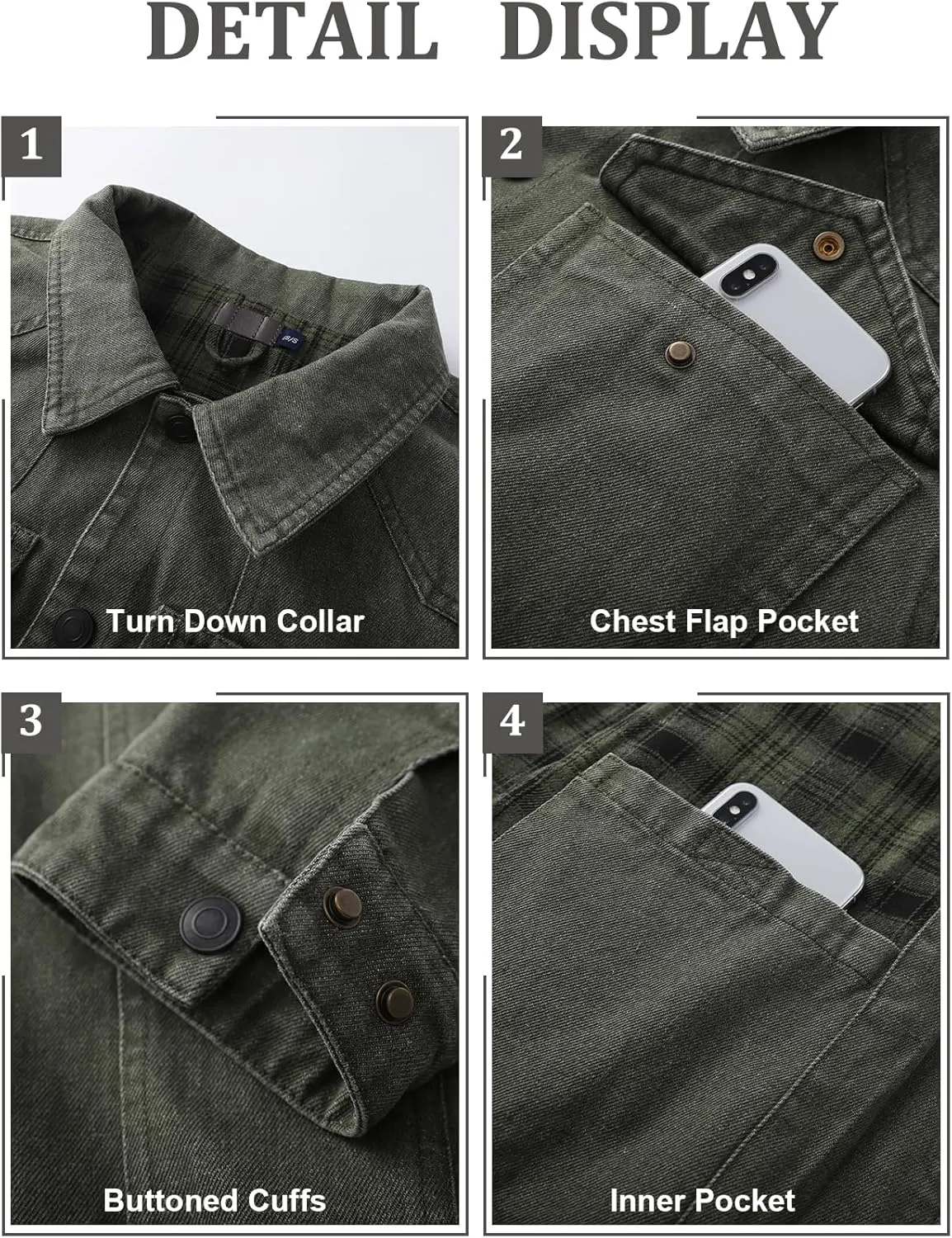 PEHMEA Men's Lined Flannel Denim Stylish Cowboy Trucker Coat Snap Button Rugged Western Shirts Jackets
