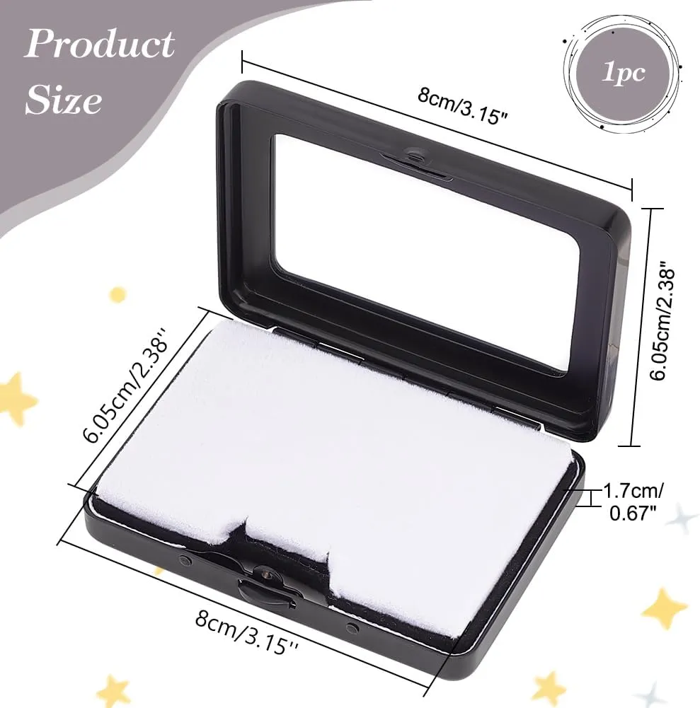 PH PandaHall Black Gemstone Display Box, Rectangle Diamond Container Holder Jewelry Box with Clasp Lids and Sponge for Gems Coins Jewelry Displaying and Gift Packing, 2.38x3.15x0.67 Inch