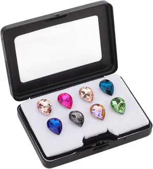 PH PandaHall Black Gemstone Display Box, Rectangle Diamond Container Holder Jewelry Box with Clasp Lids and Sponge for Gems Coins Jewelry Displaying and Gift Packing, 2.38x3.15x0.67 Inch