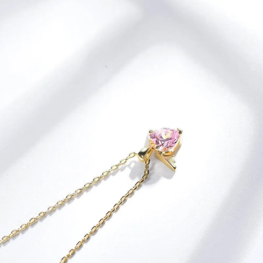 Pink Sapphire Heart Cut Wing Necklace