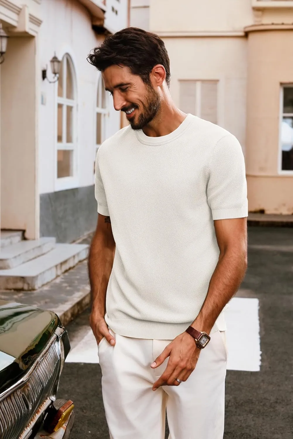 PJ PAUL JONES Mens Casual T-Shirts Classic Short Sleeve Knit Tees Crewneck Solid Tee Shirts