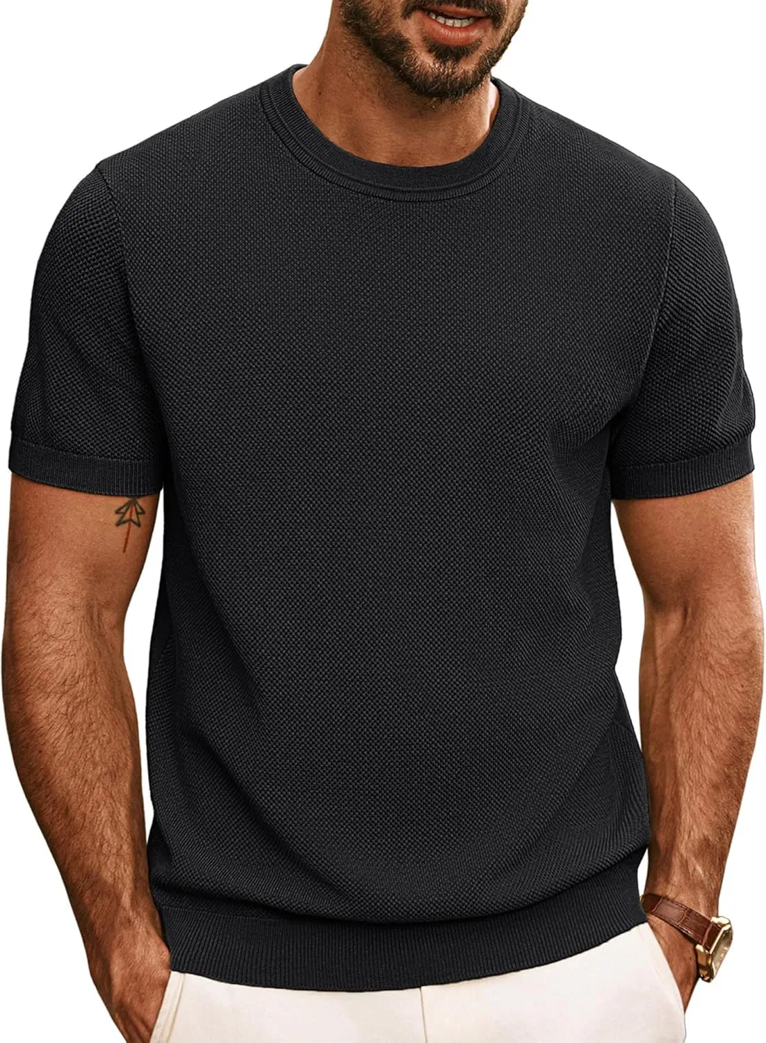 PJ PAUL JONES Mens Casual T-Shirts Classic Short Sleeve Knit Tees Crewneck Solid Tee Shirts