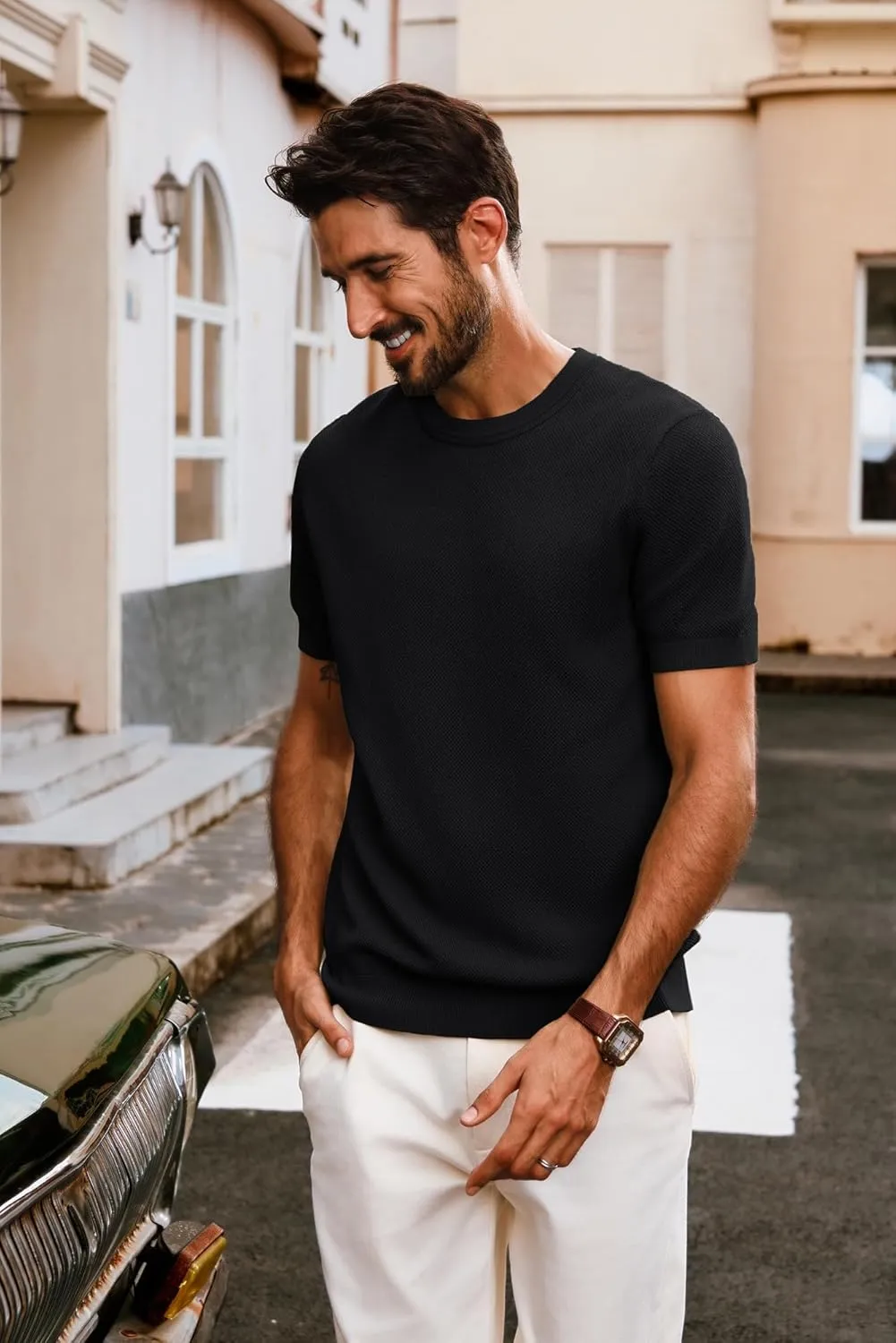 PJ PAUL JONES Mens Casual T-Shirts Classic Short Sleeve Knit Tees Crewneck Solid Tee Shirts