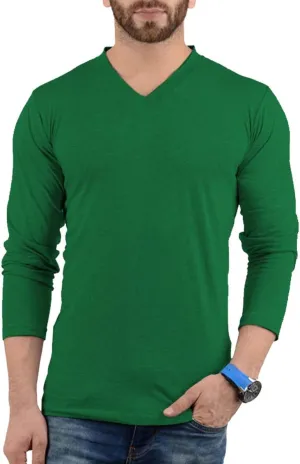 Plain Long Sleeve Shirt Men - Grey & Black Soft Comfortable V Neck Full Sleeves Fashion Tees for Men