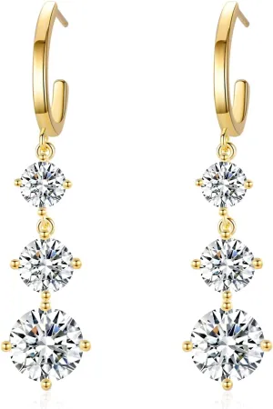 Platinum-Plated or 18K Gold Plated Cubic Zirconia Drop Earrings