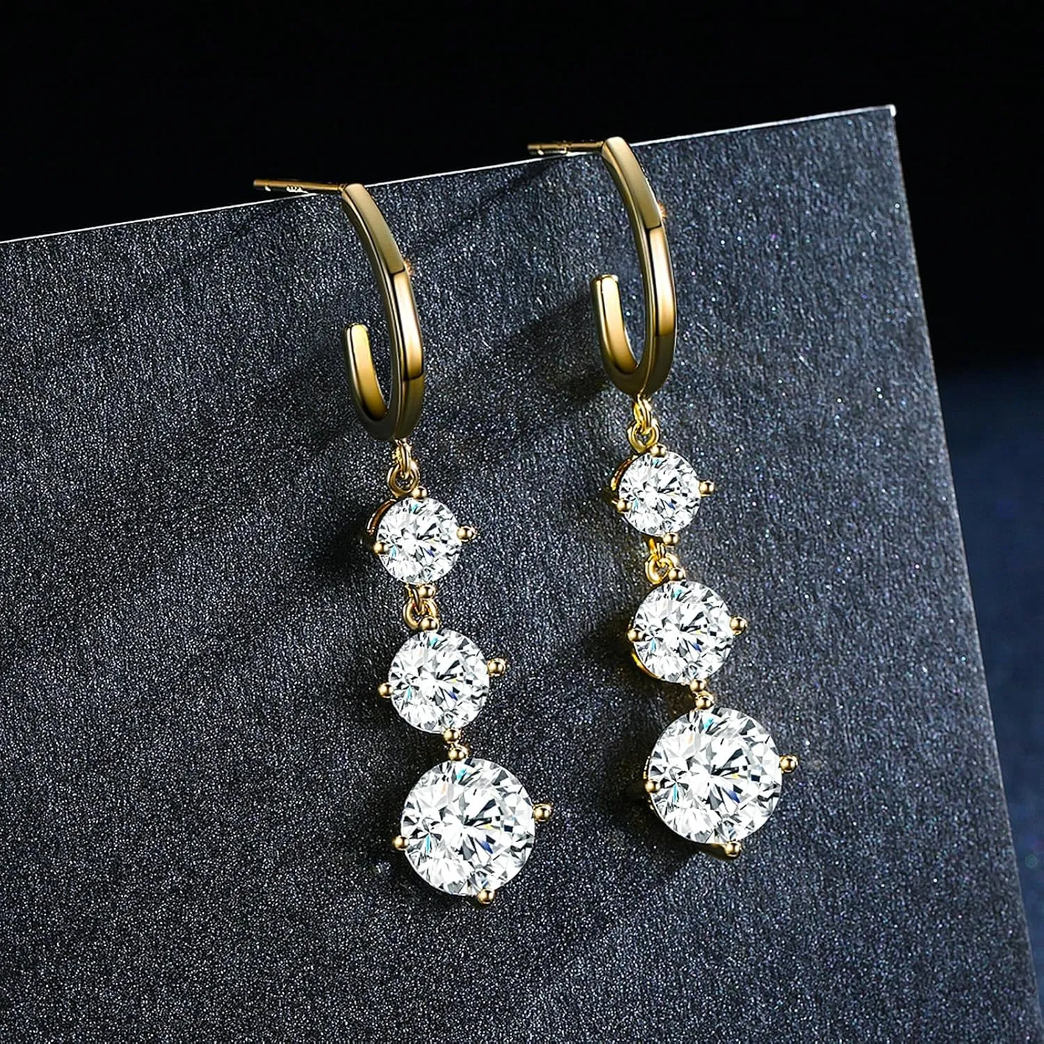 Platinum-Plated or 18K Gold Plated Cubic Zirconia Drop Earrings