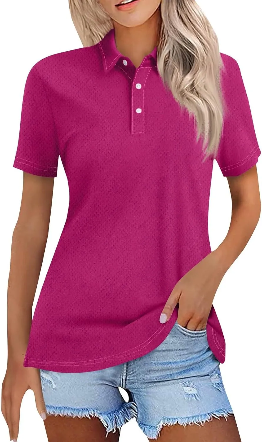 Polo Shirts for Women Collared Golf Shirts Button Short Sleeve Tops Business Casual Quick Dry Moisture Work Blouses