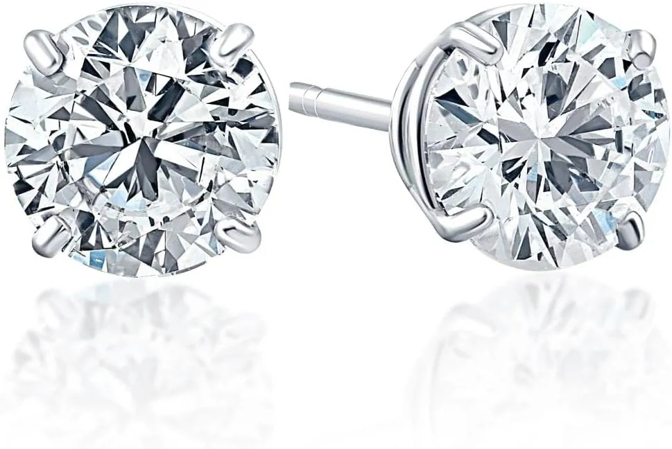 Pompeii 3/8 Ct Round Brilliant Cut Natural Diamond Stud Earrings in 14K Gold Basket Setting