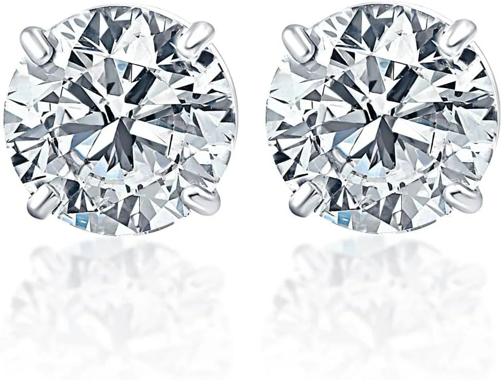 Pompeii 3/8 Ct Round Brilliant Cut Natural Diamond Stud Earrings in 14K Gold Basket Setting