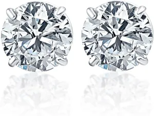 Pompeii 3/8 Ct Round Brilliant Cut Natural Diamond Stud Earrings in 14K Gold Basket Setting