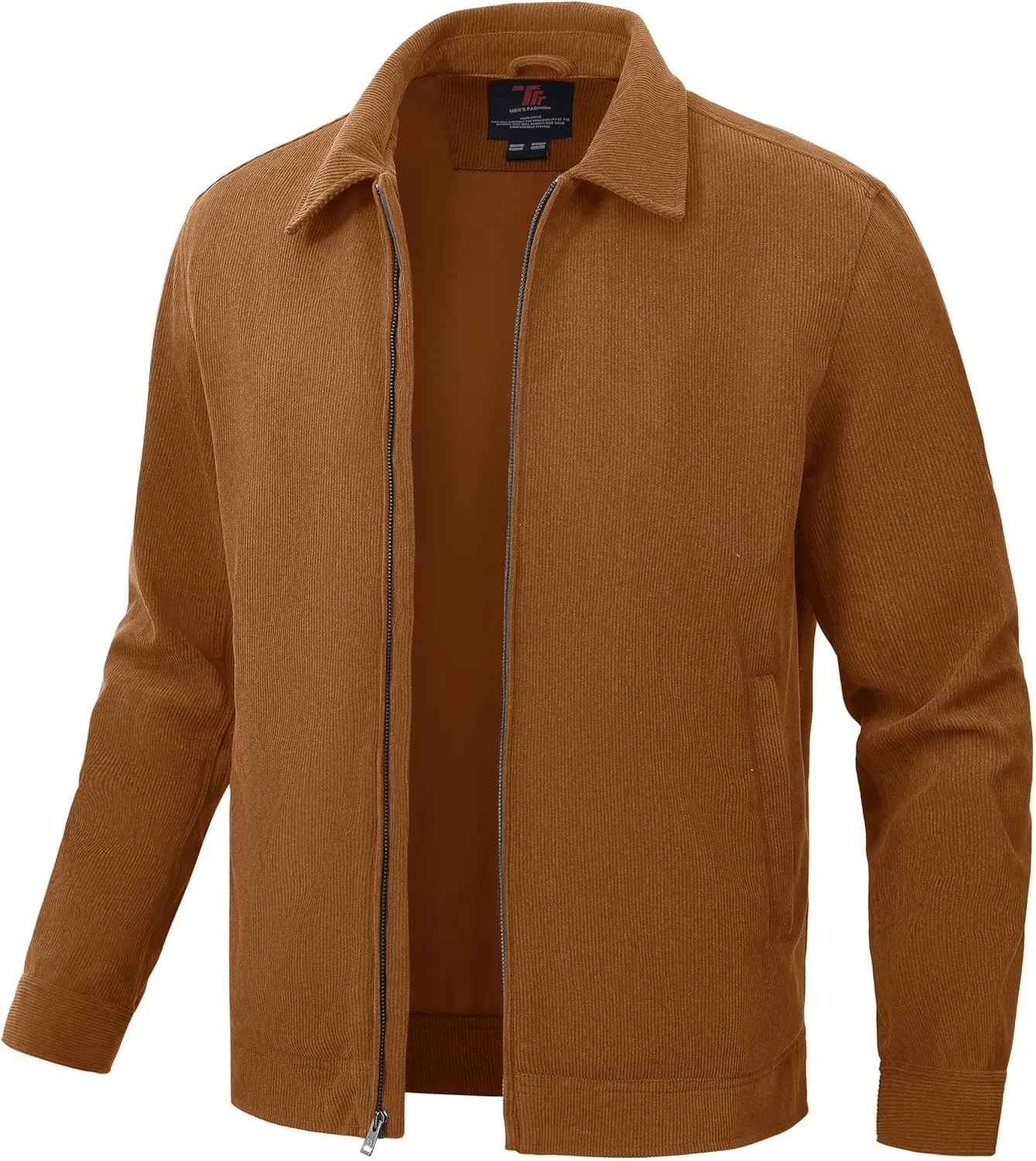 Rdruko Men's Corduroy Jacket Windbreaker Lightweight Casual Stylish Full Zip Bomber Jackets with Zipper Pockets