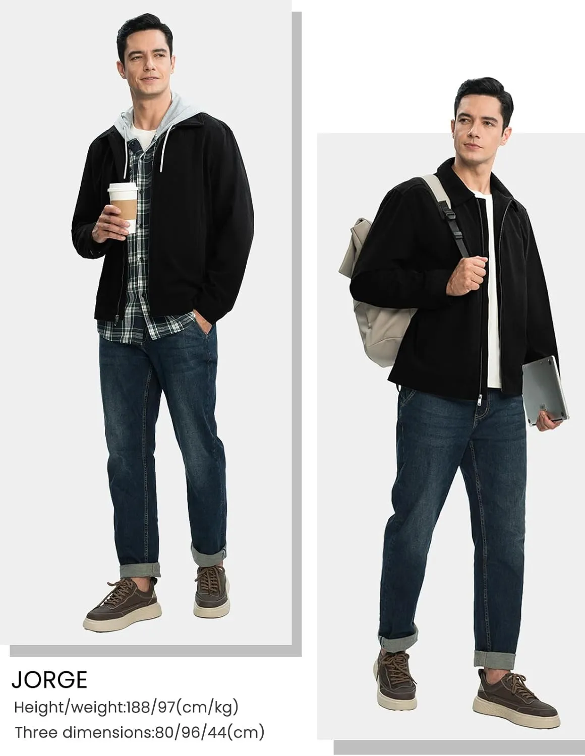 Rdruko Men's Corduroy Jacket Windbreaker Lightweight Casual Stylish Full Zip Bomber Jackets with Zipper Pockets
